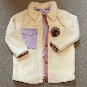 Free People Cream and Lavender Puffer Jacket
